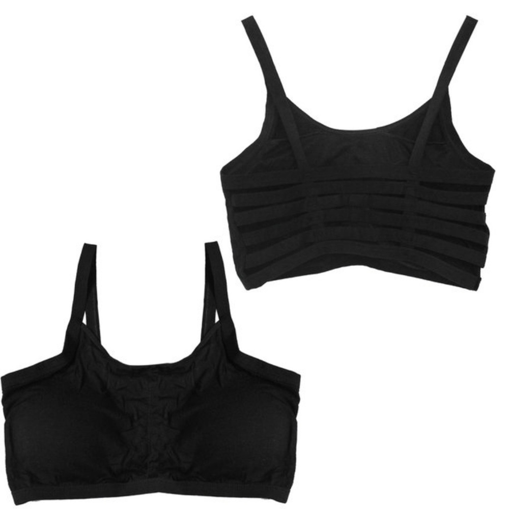 Black Strappy Back Stretchy Bralette Crop Yoga Top - Picture 4 of 7